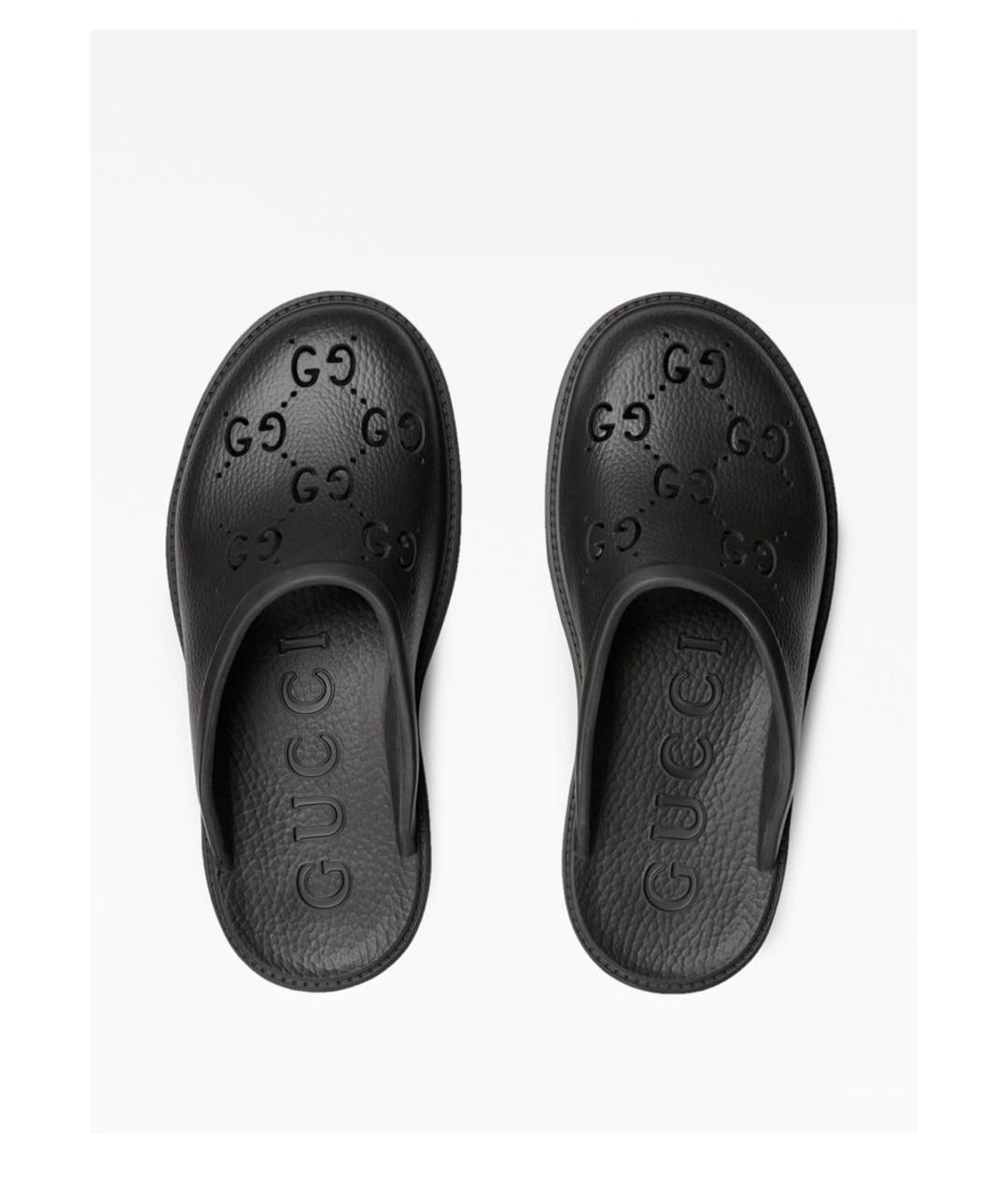 GUCCI Черные резиновые сабо, фото 2