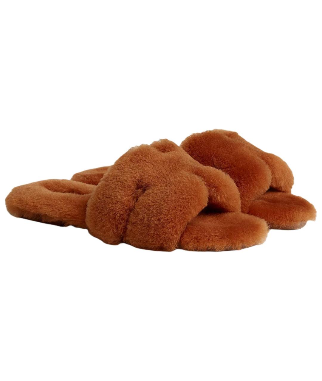 HERMES Коричневые шлепанцы, фото 3