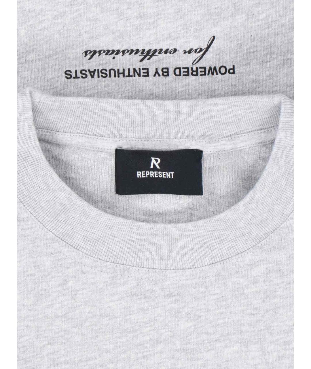 REPRESENT Серая хлопковая футболка, фото 3