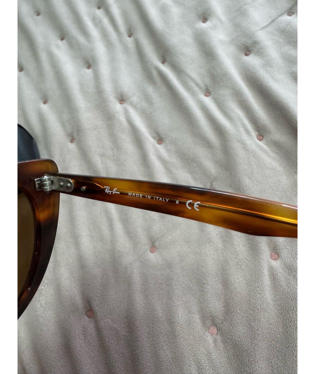 RAY BAN Коричневые пластиковые солнцезащитные очки, фото 3