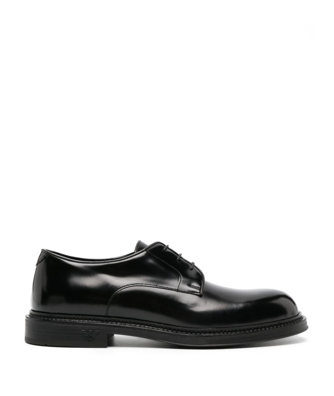 EMPORIO ARMANI Черные кожаные низкие ботинки, фото 1