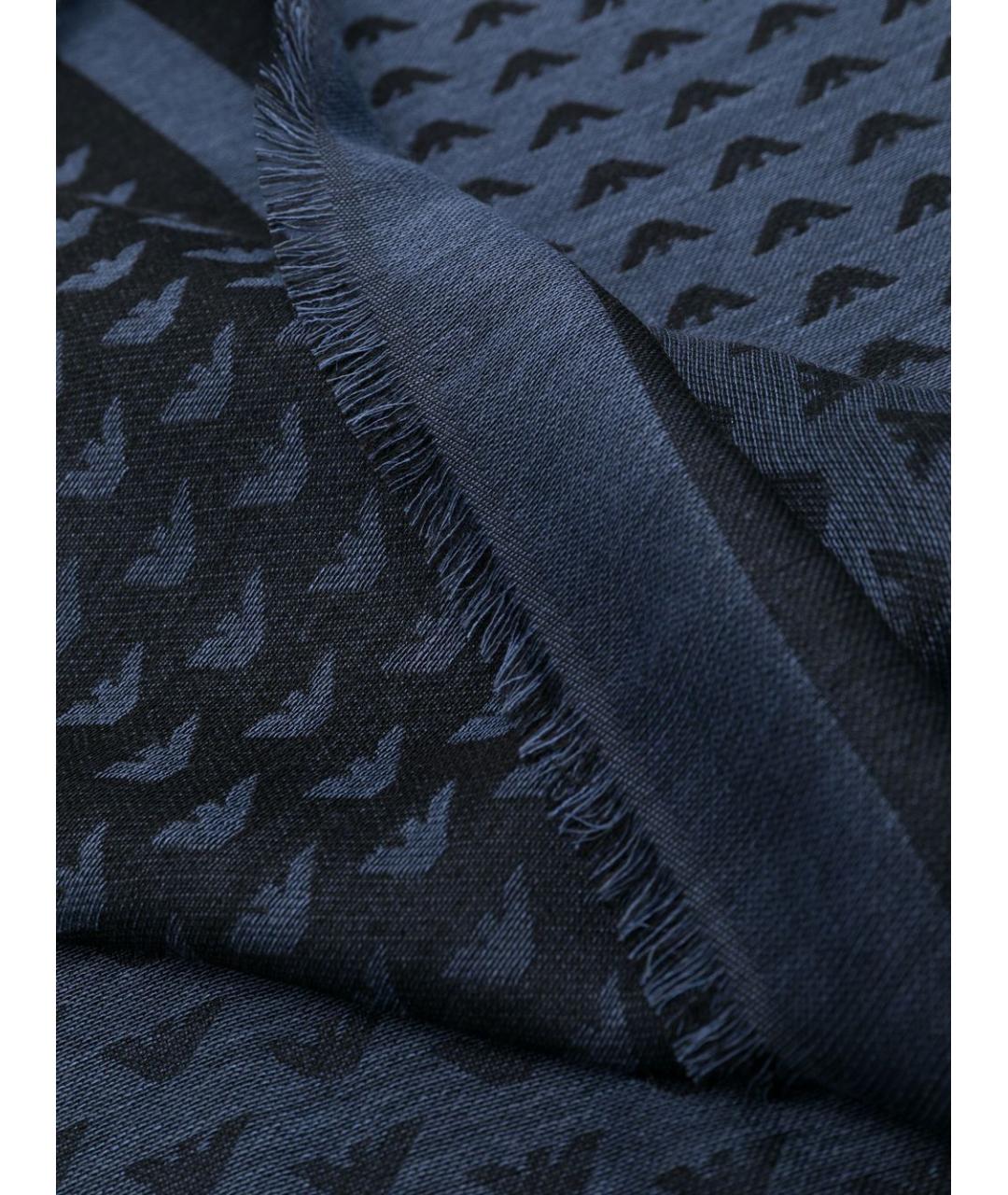 EMPORIO ARMANI Синий шерстяной шарф, фото 3