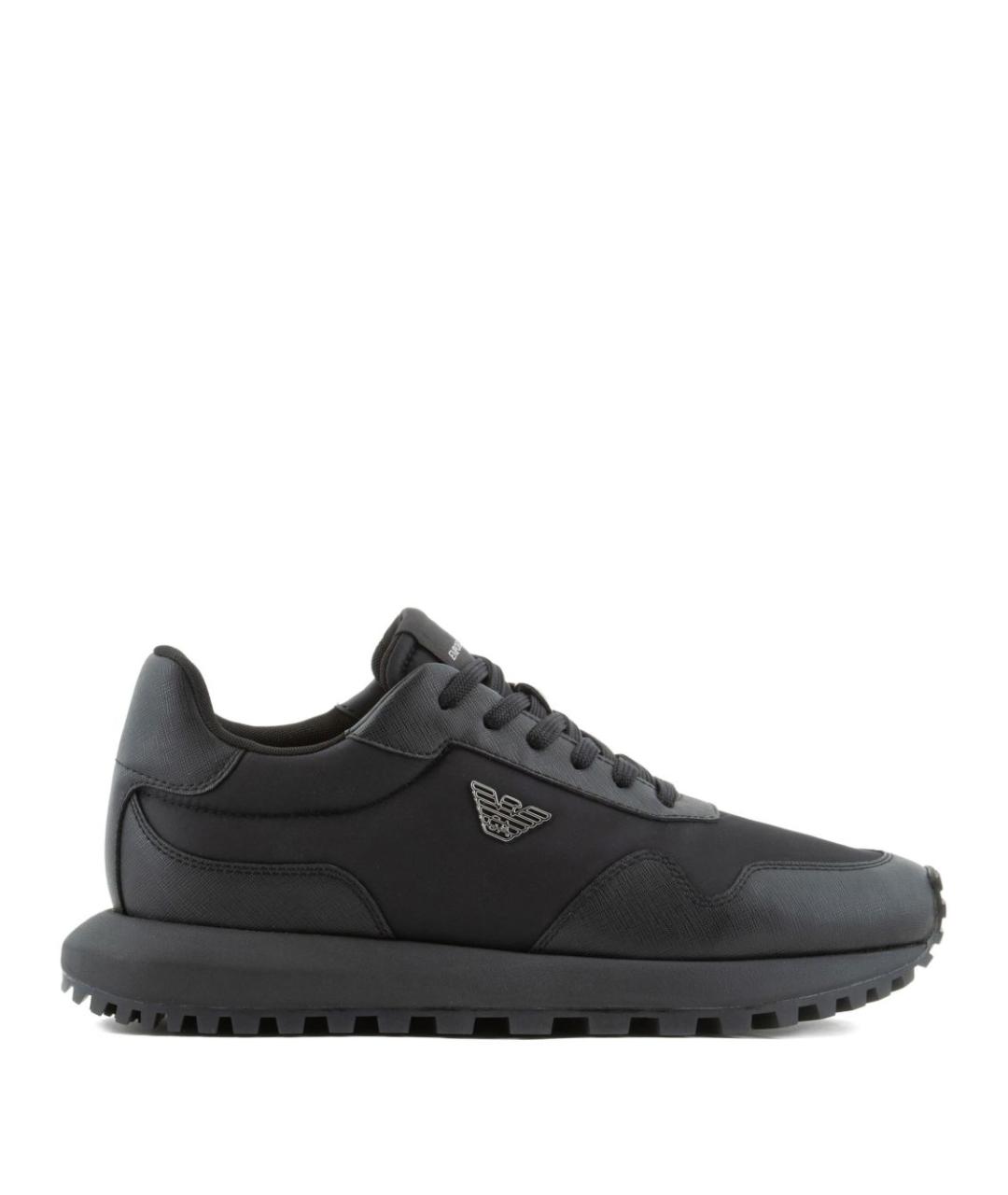 EMPORIO ARMANI Черные синтетические низкие кроссовки / кеды, фото 1
