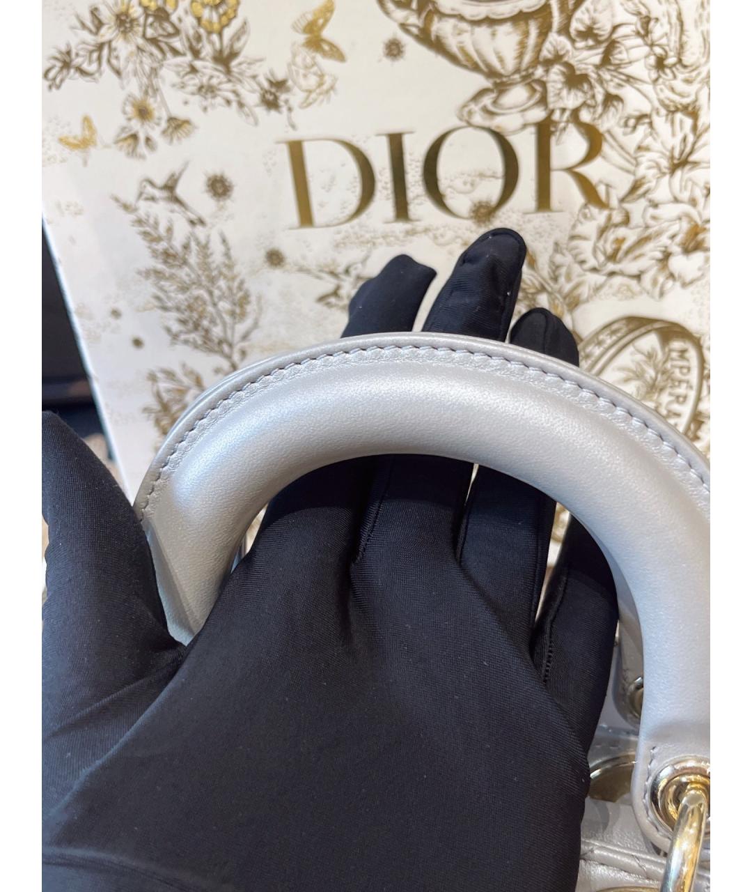 CHRISTIAN DIOR Серая кожаная сумка с короткими ручками, фото 3