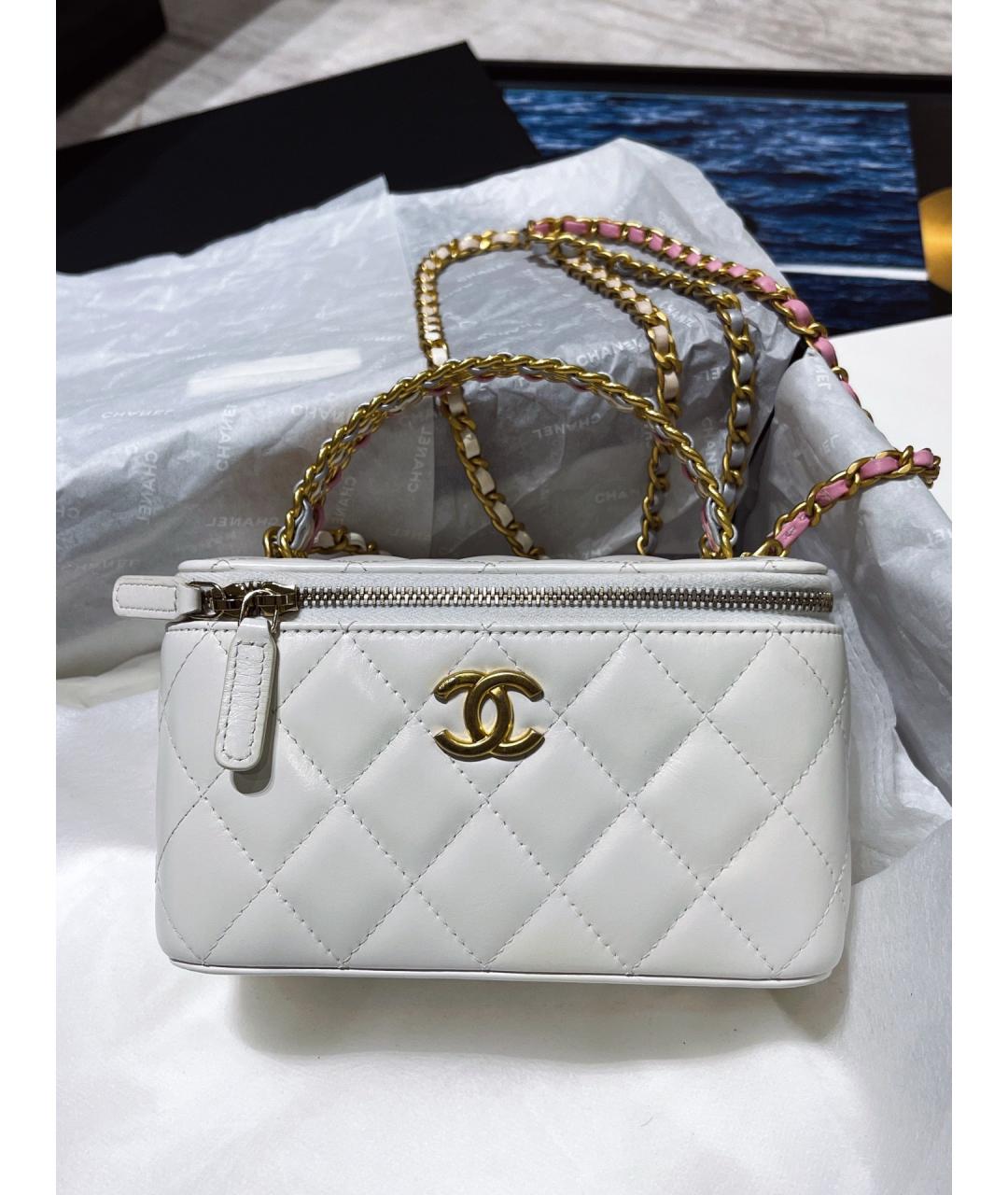 CHANEL Белая кожаная сумка через плечо, фото 8