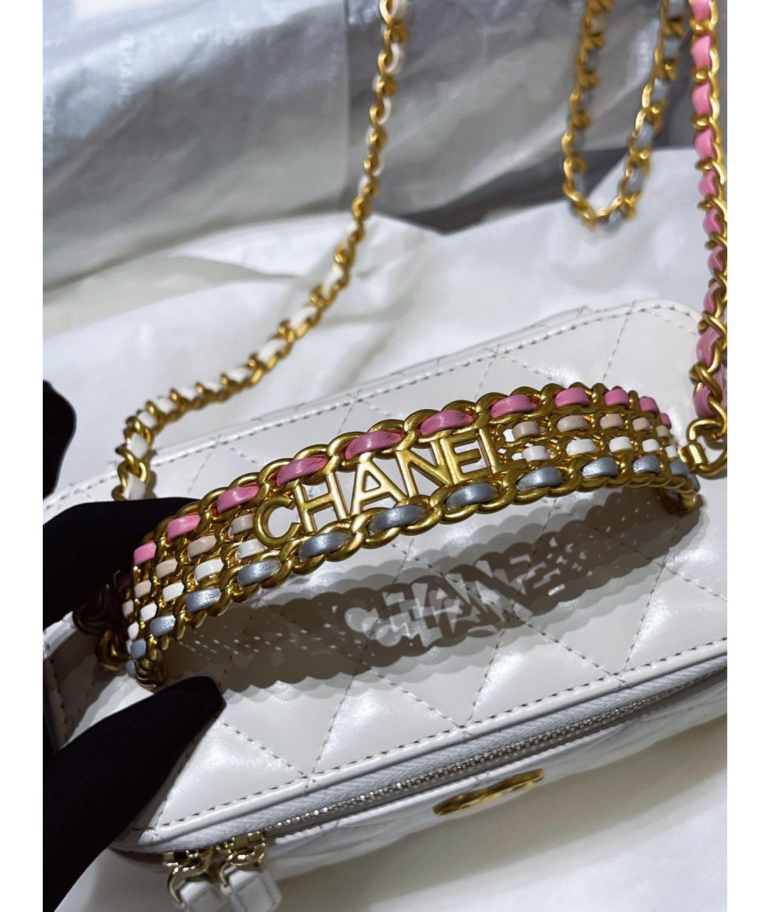 CHANEL Белая кожаная сумка через плечо, фото 2