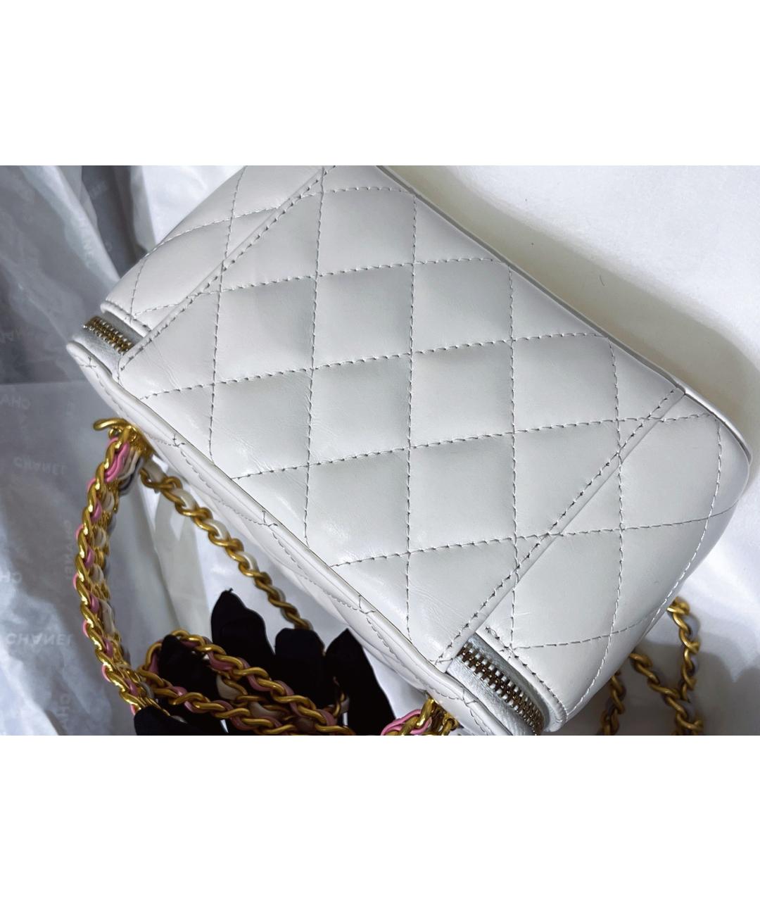 CHANEL Белая кожаная сумка через плечо, фото 4