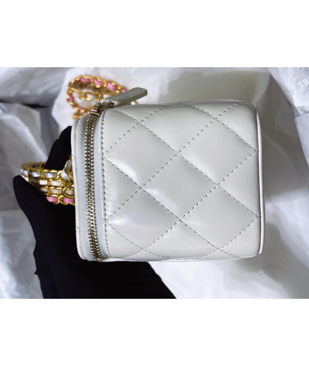 CHANEL Белая кожаная сумка через плечо, фото 7