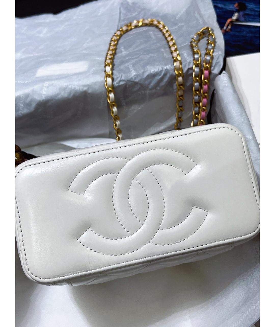 CHANEL Белая кожаная сумка через плечо, фото 3