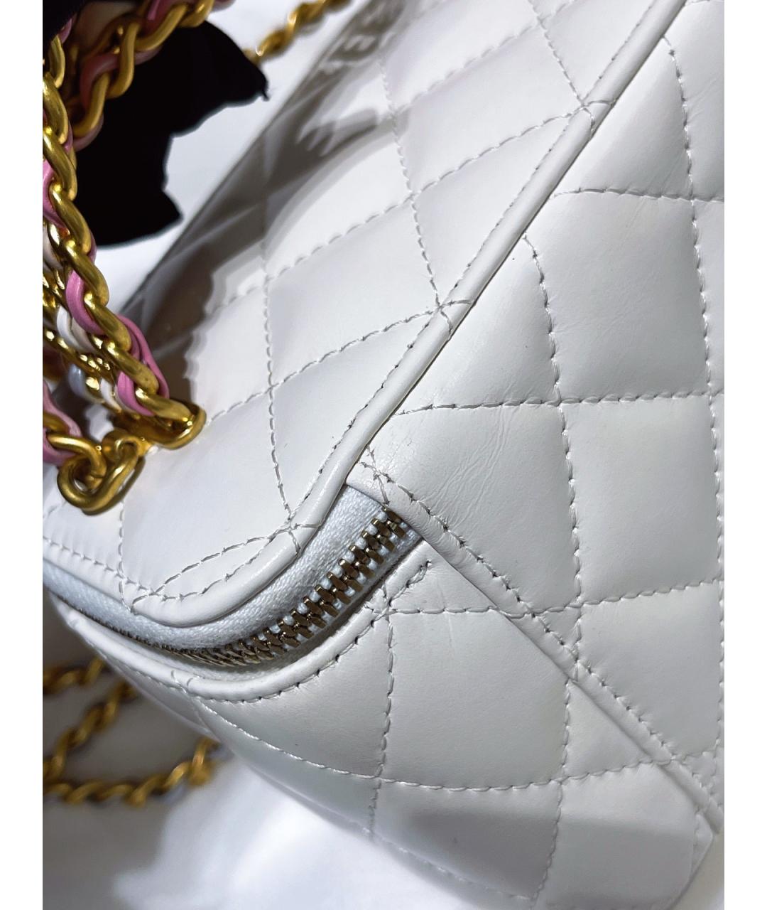 CHANEL Белая кожаная сумка через плечо, фото 5
