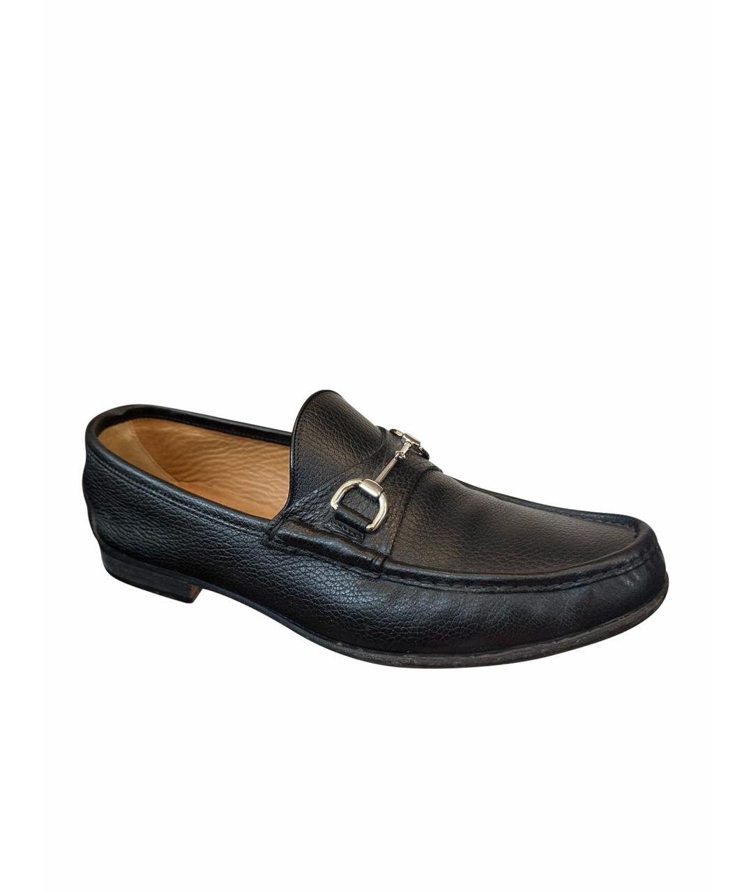 GUCCI Черные кожаные мокасины, фото 1