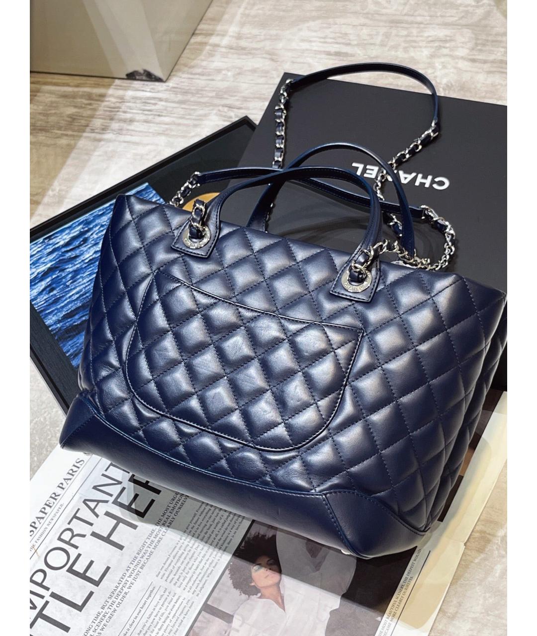 CHANEL Синяя кожаная сумка тоут, фото 2