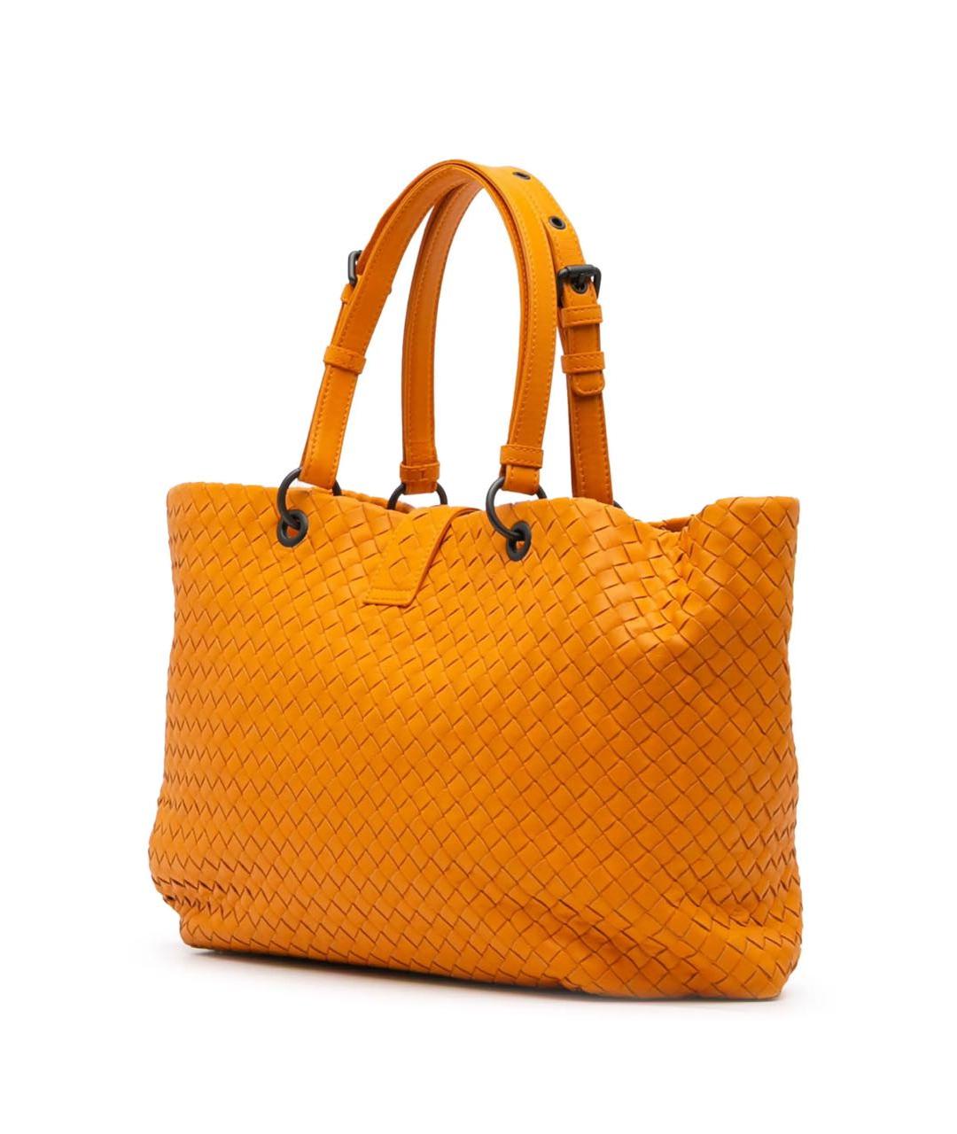 BOTTEGA VENETA Оранжевая кожаная сумка тоут, фото 2