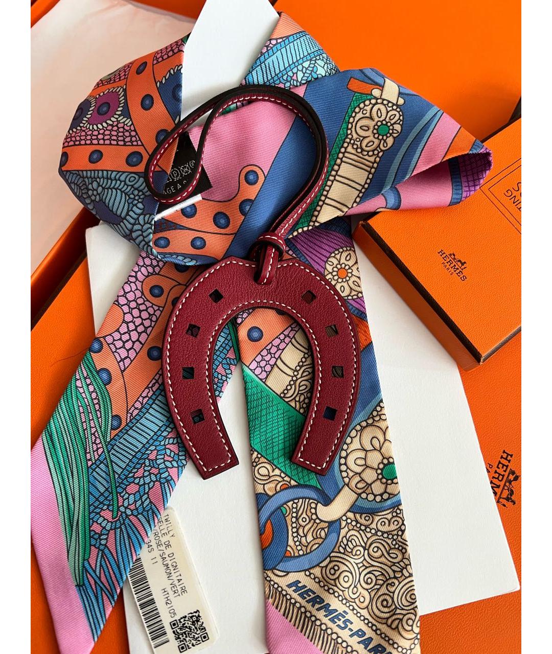 HERMES Бордовый брелок, фото 3