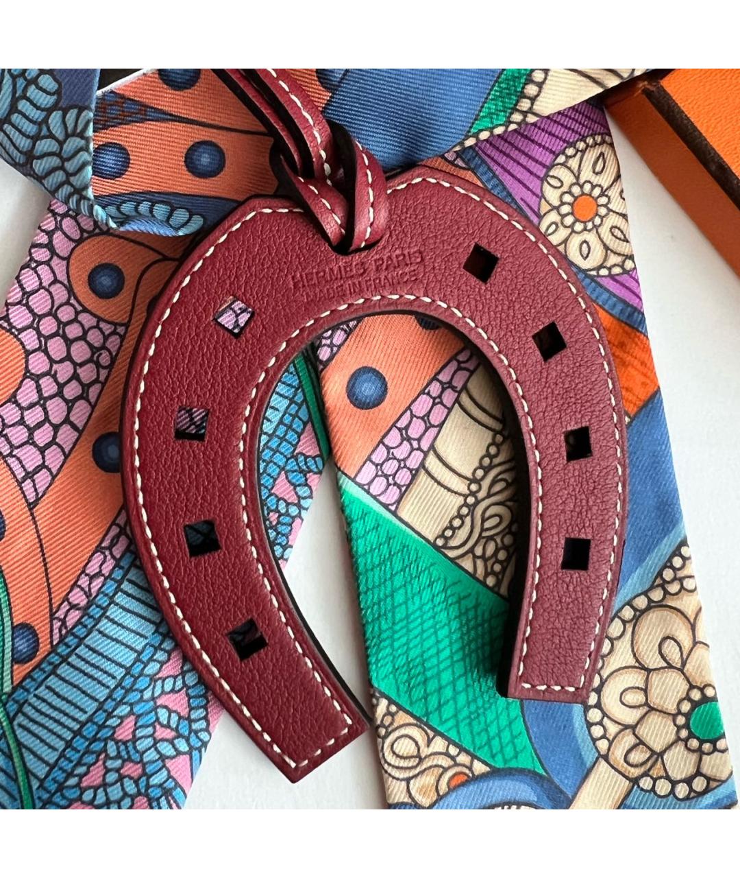 HERMES Бордовый брелок, фото 8