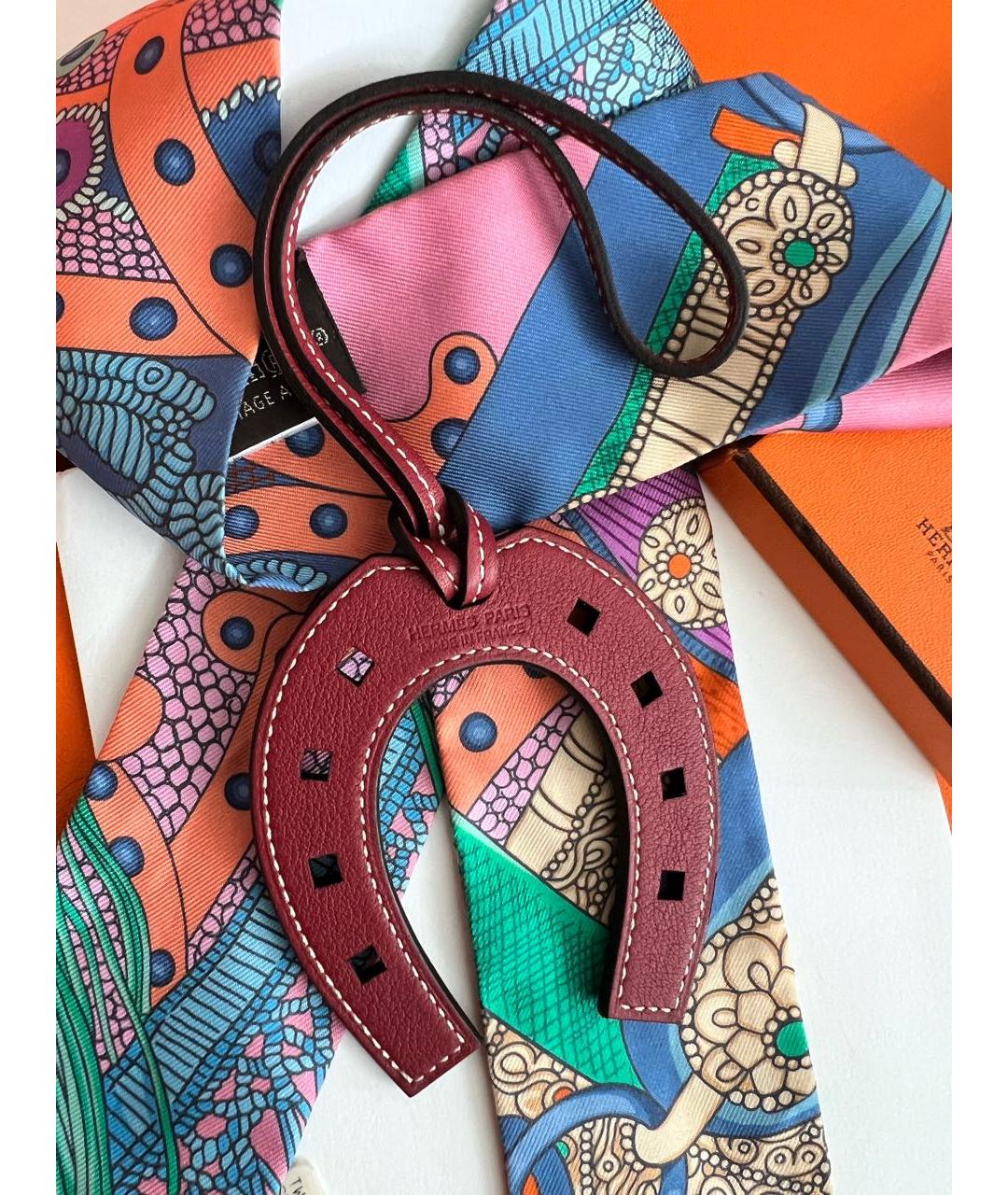 HERMES Бордовый брелок, фото 4