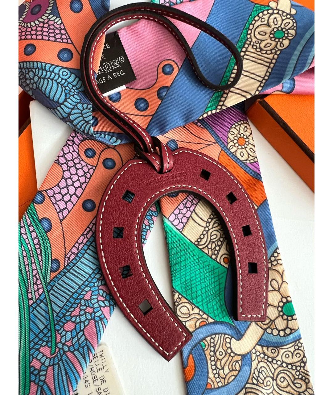 HERMES Бордовый брелок, фото 2