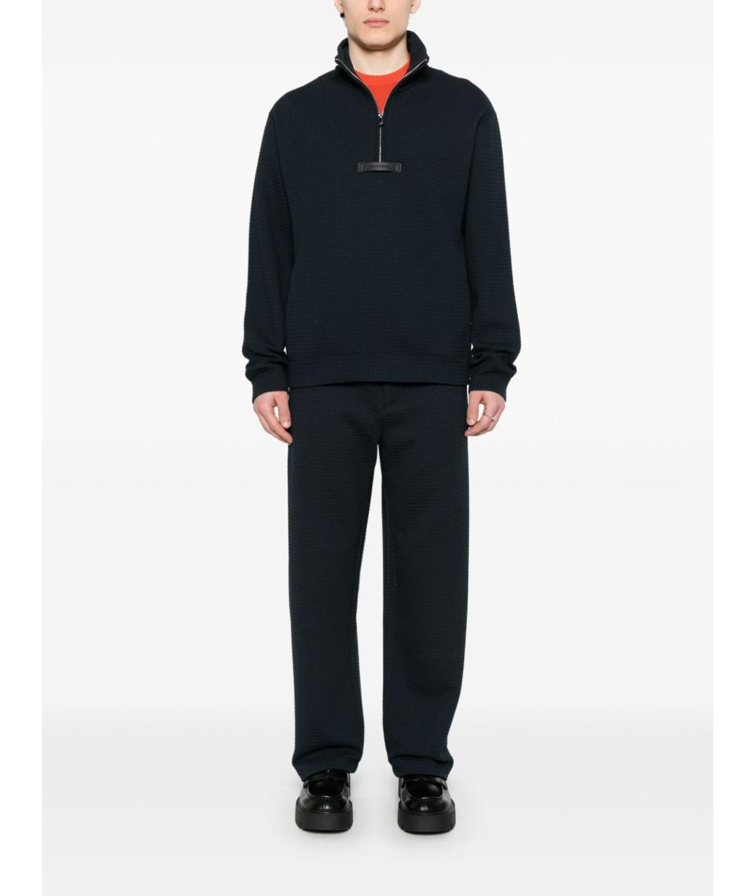 EMPORIO ARMANI Синие полиэстеровые повседневные брюки, фото 4