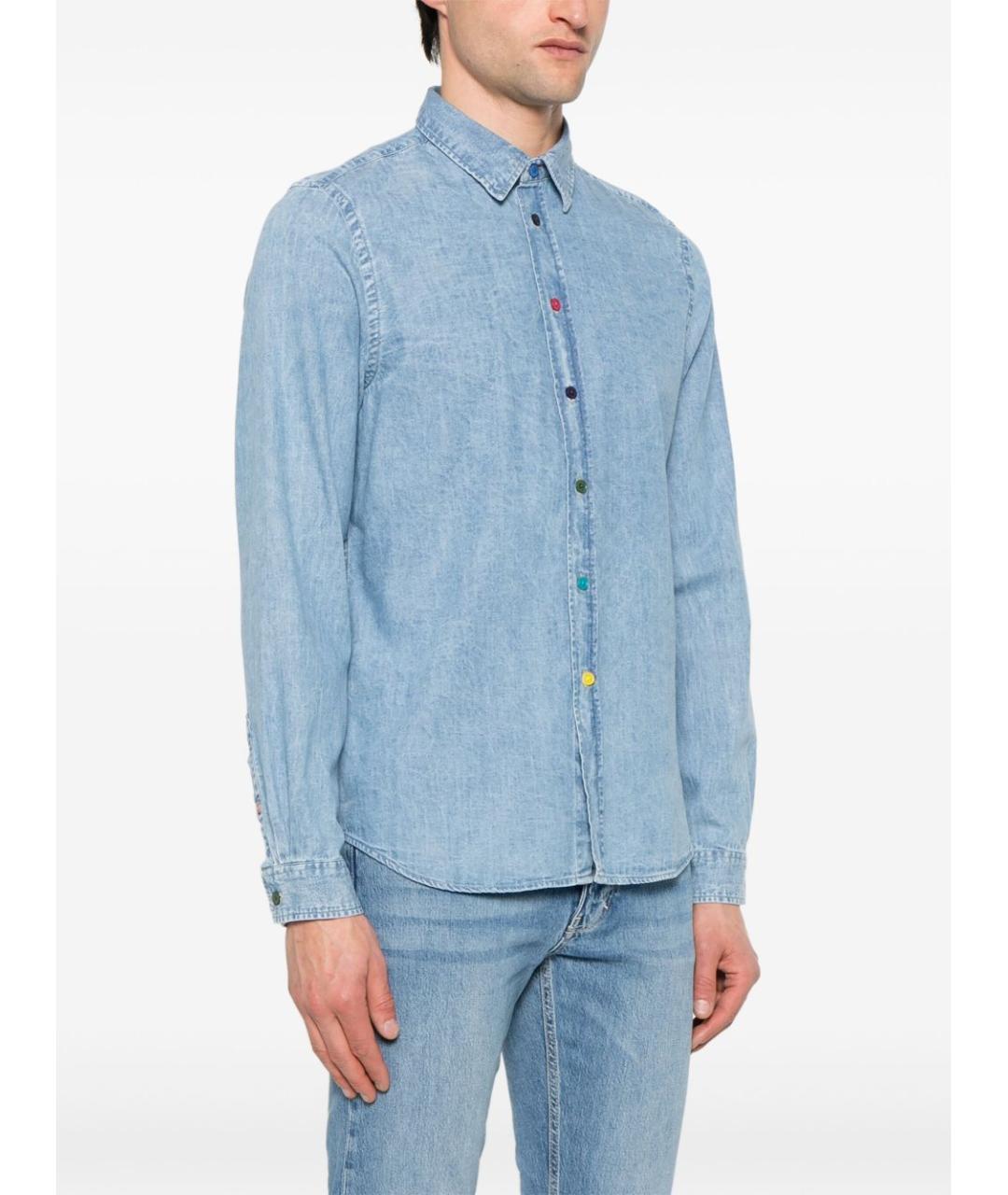 PS BY PAUL SMITH Голубая хлопковая кэжуал рубашка, фото 5