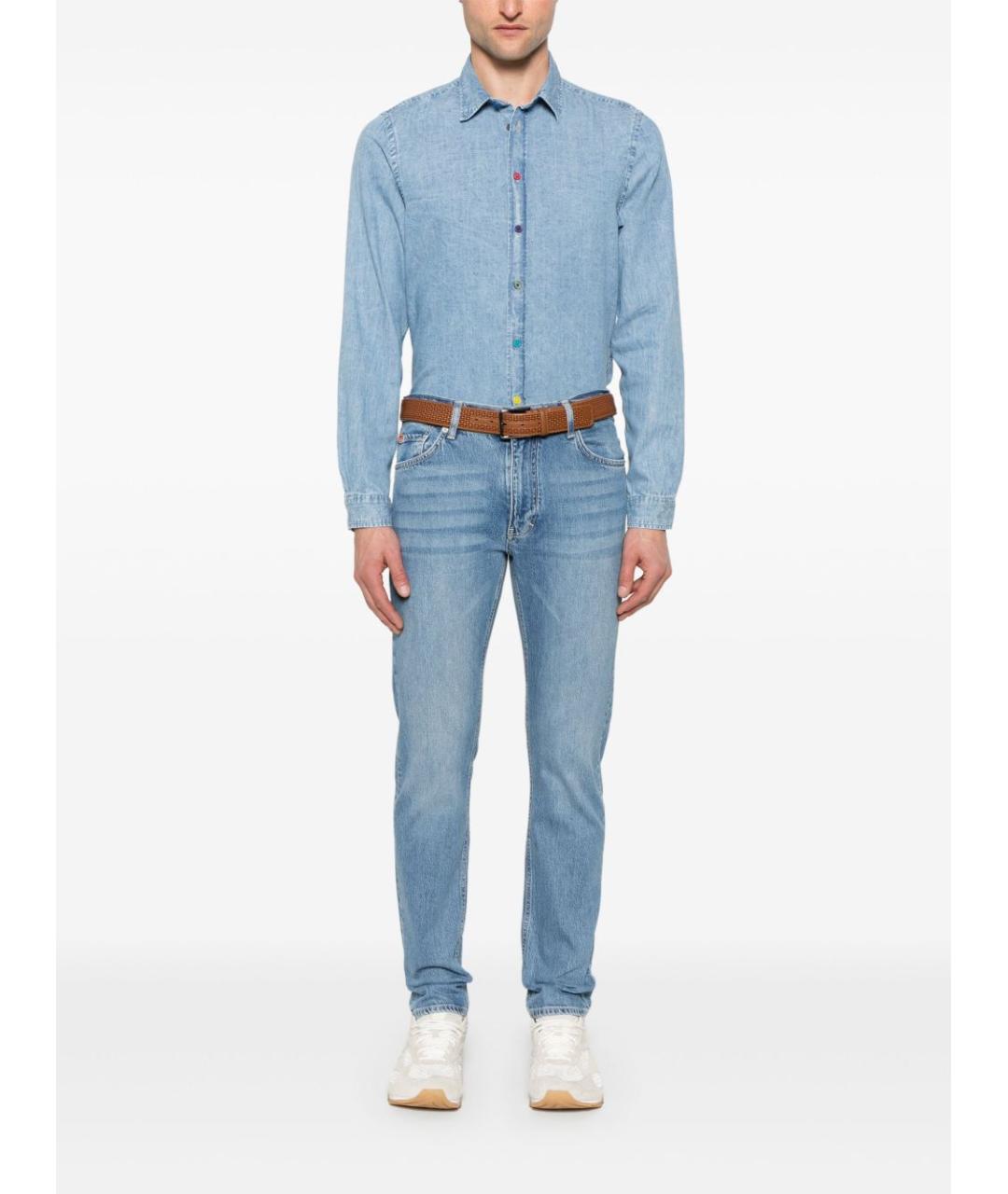 PS BY PAUL SMITH Голубая хлопковая кэжуал рубашка, фото 4
