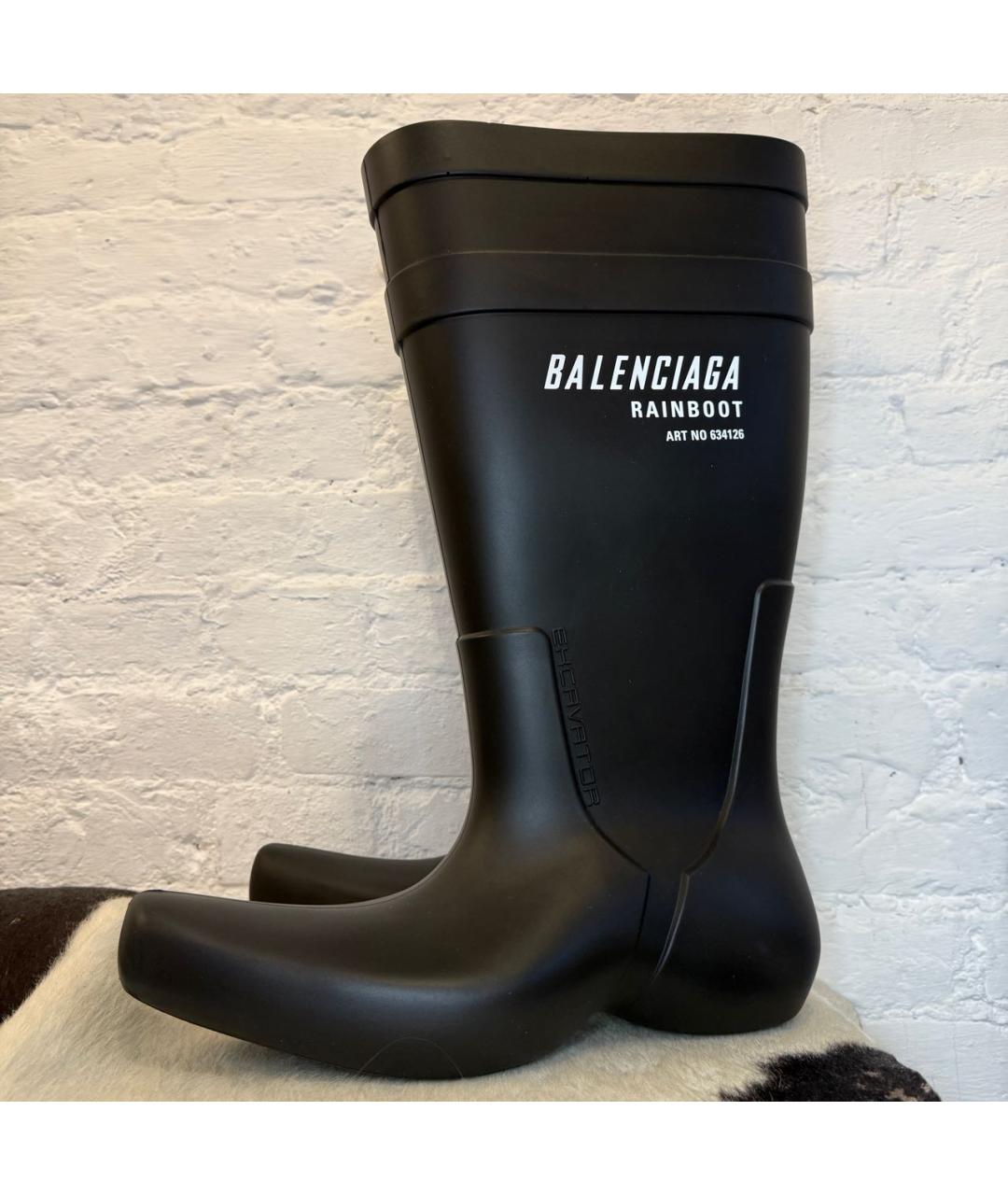 BALENCIAGA Черные резиновые высокие ботинки, фото 2