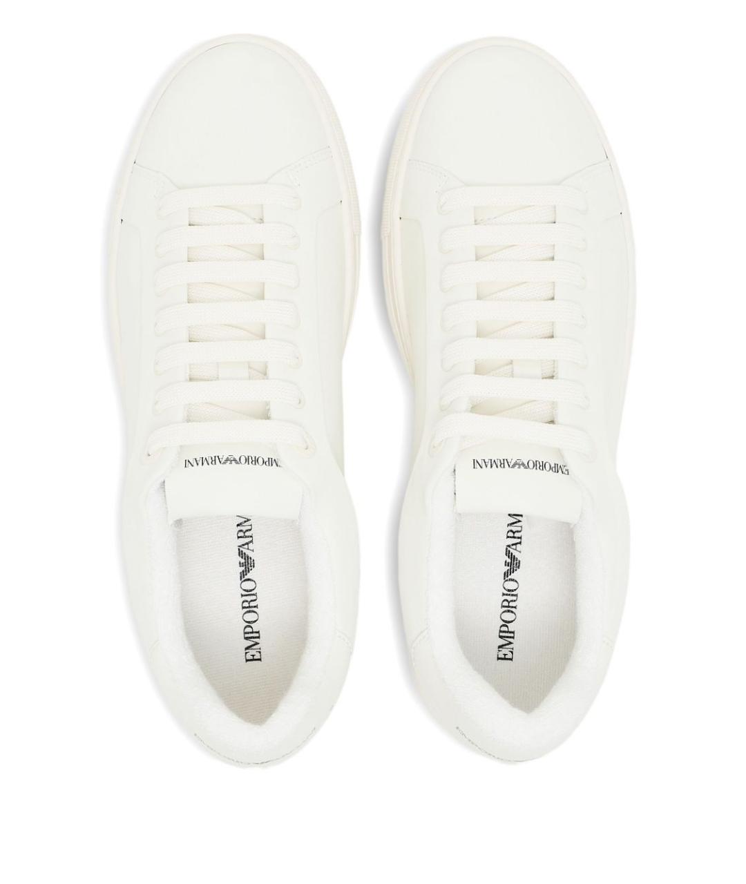 EMPORIO ARMANI Белые кожаные низкие кроссовки / кеды, фото 6