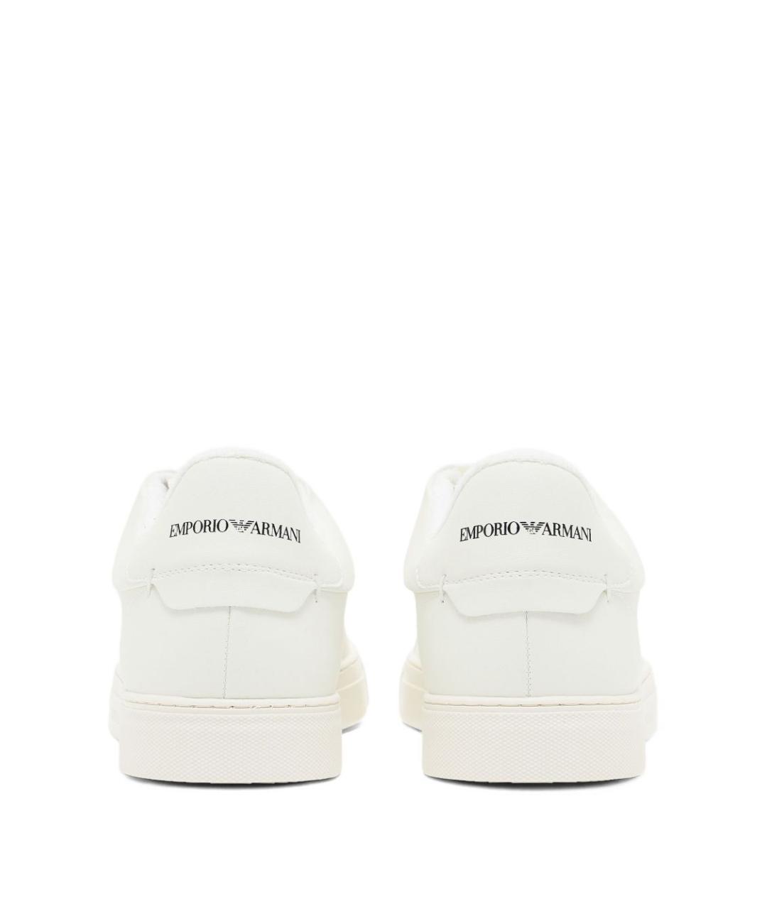 EMPORIO ARMANI Белые кожаные низкие кроссовки / кеды, фото 2