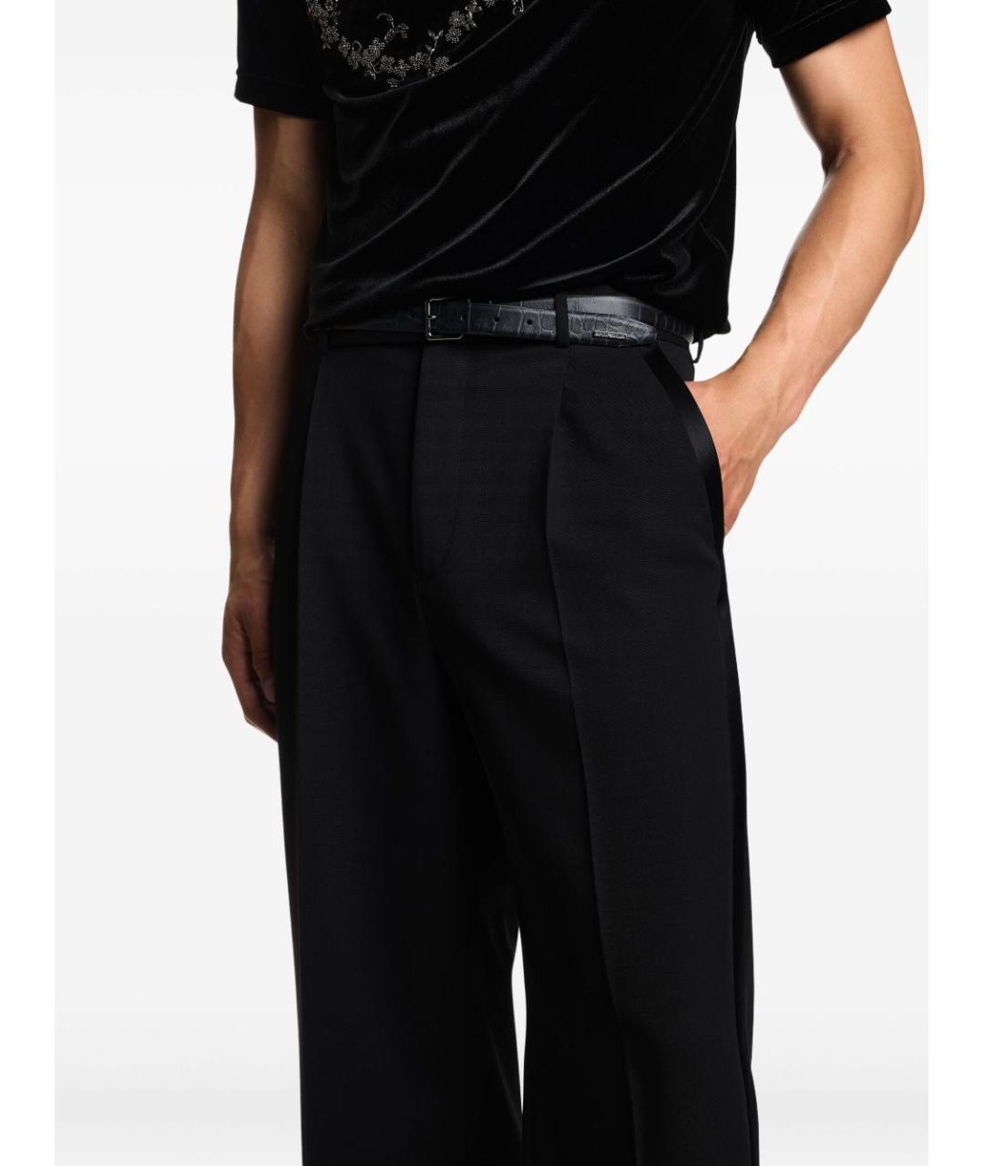 EMPORIO ARMANI Черные шерстяные повседневные брюки, фото 2