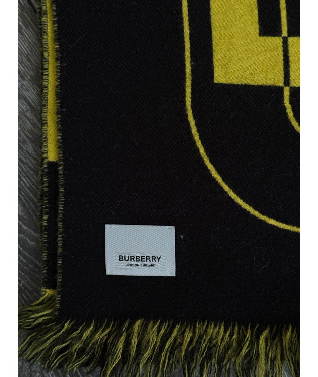 BURBERRY Черный шерстяной шарф, фото 3