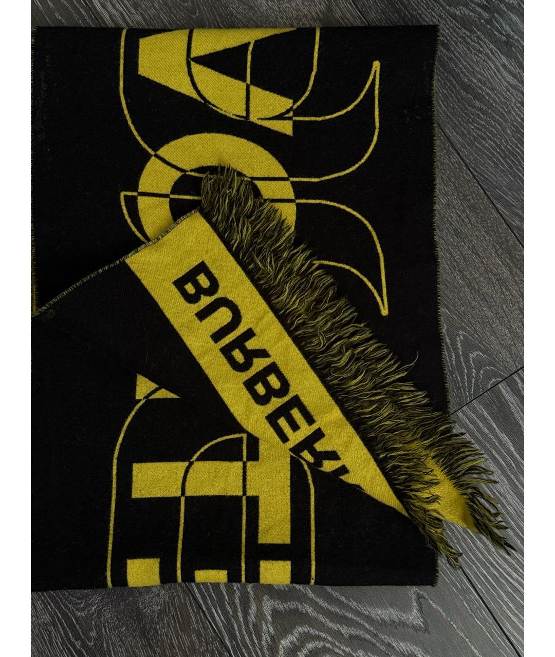 BURBERRY Черный шерстяной шарф, фото 2