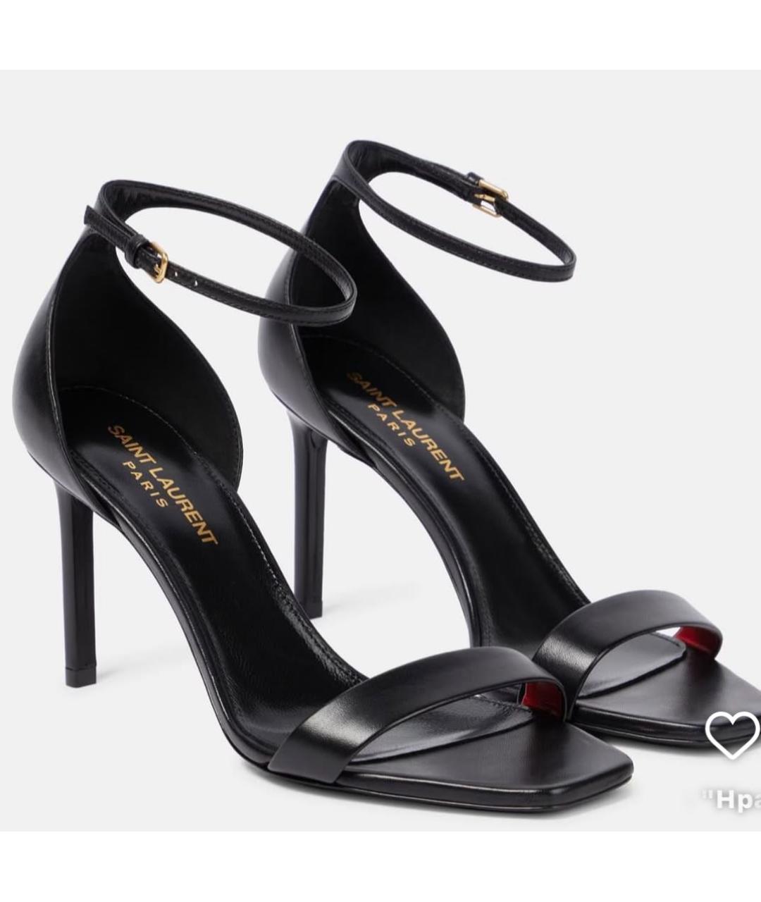 SAINT LAURENT Черные кожаные босоножки, фото 4