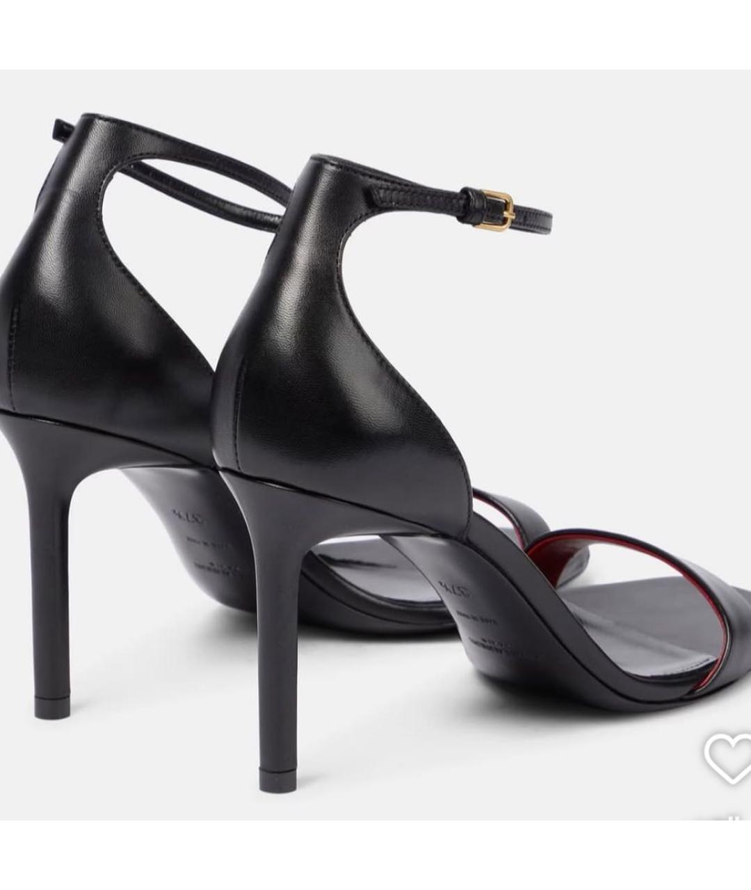 SAINT LAURENT Черные кожаные босоножки, фото 2