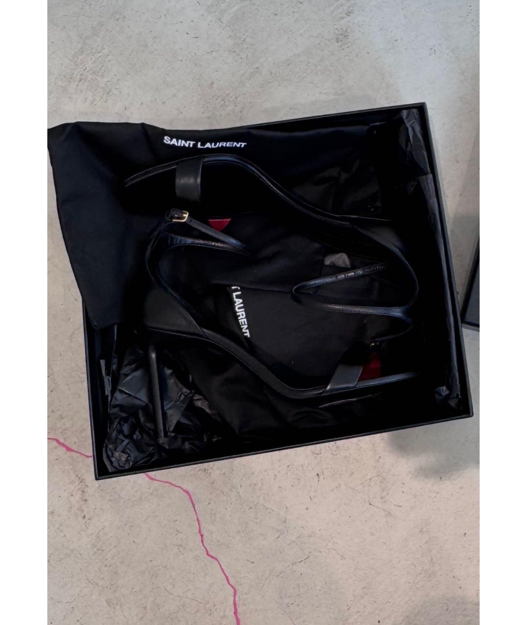 SAINT LAURENT Черные кожаные босоножки, фото 5