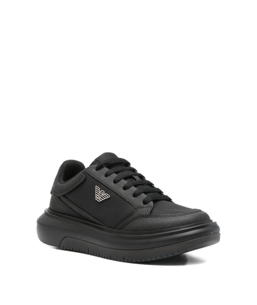 EMPORIO ARMANI Черные синтетические низкие кроссовки / кеды, фото 4