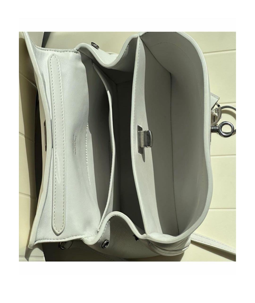 BALENCIAGA Белая кожаная сумка через плечо, фото 4