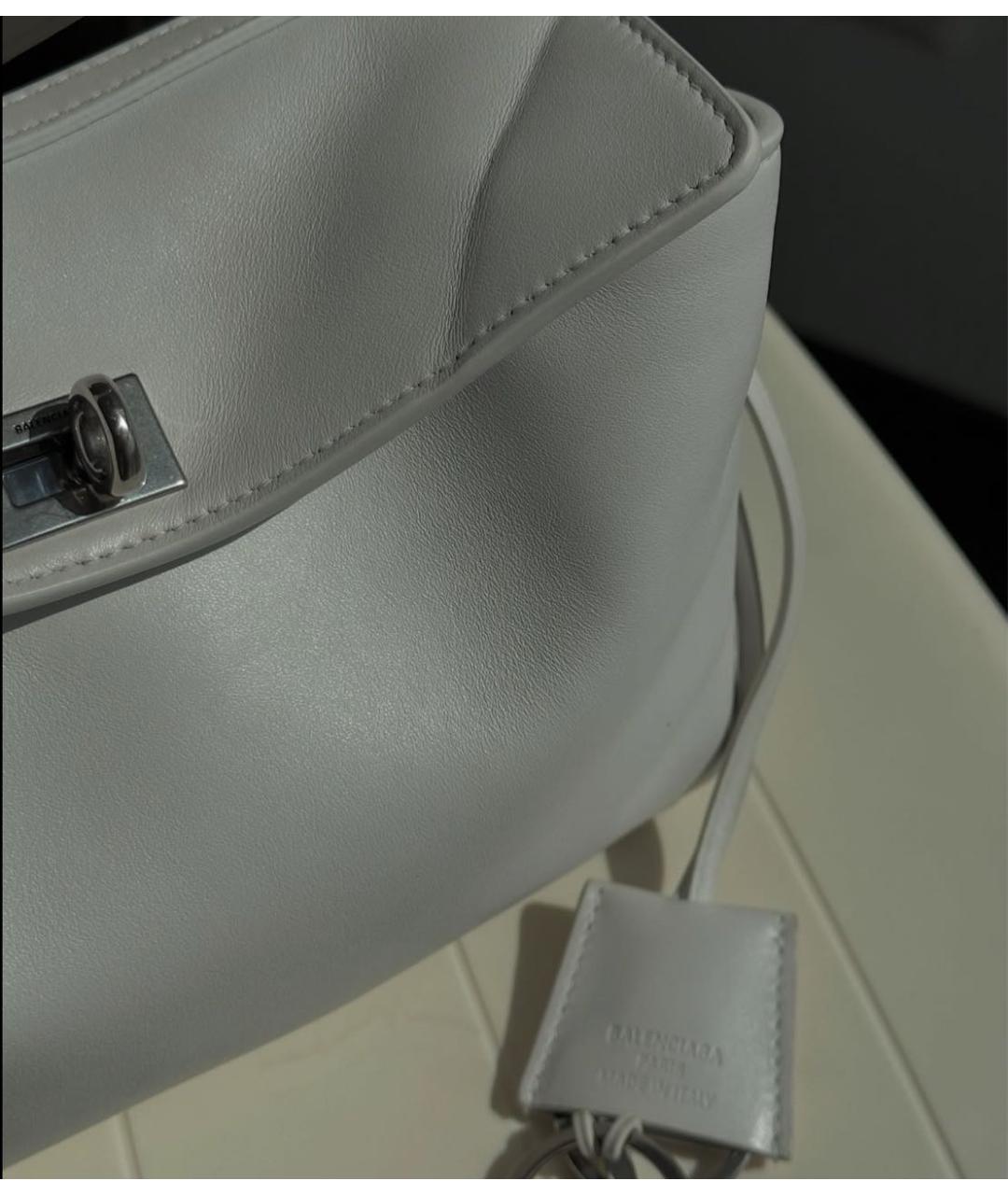 BALENCIAGA Белая кожаная сумка через плечо, фото 5