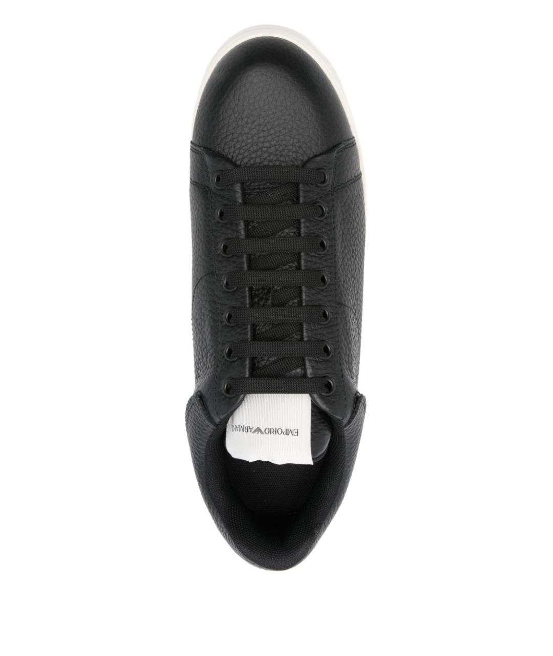 EMPORIO ARMANI Черные кожаные низкие кроссовки / кеды, фото 3