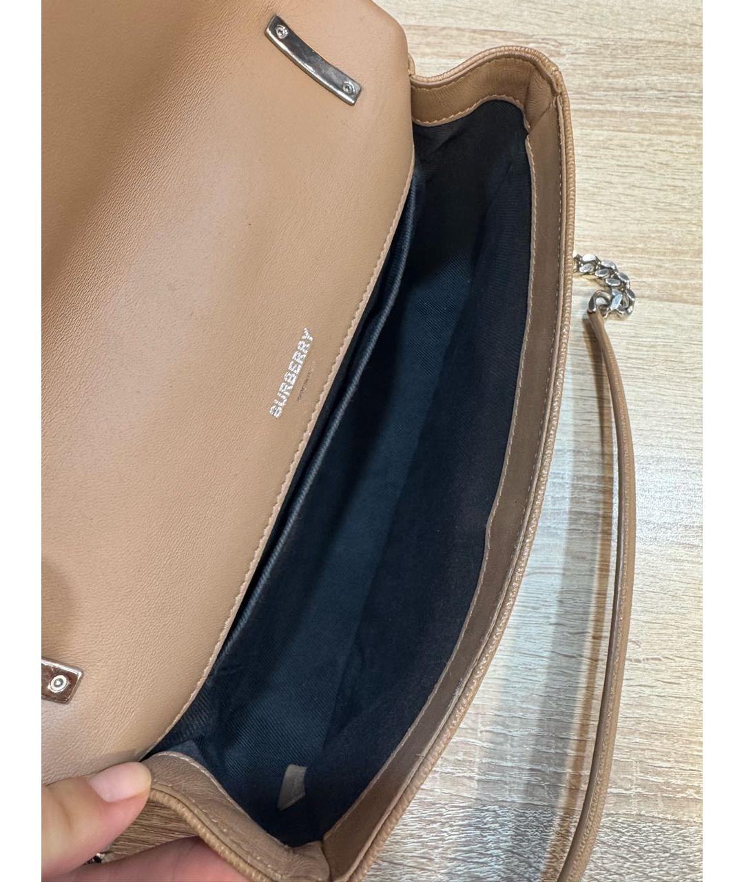 BURBERRY Бежевая кожаная сумка через плечо, фото 4