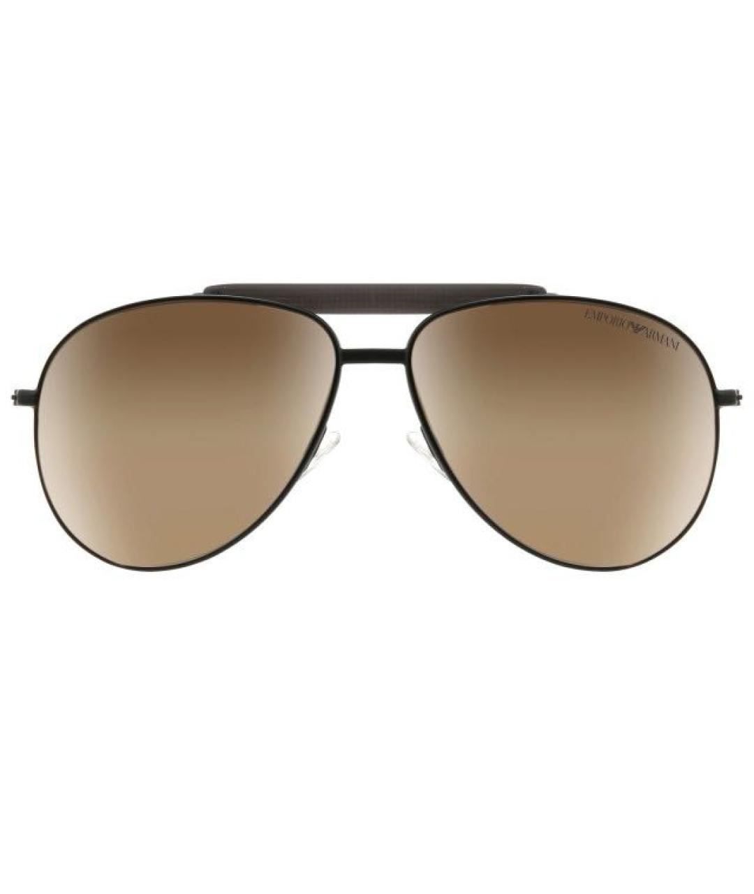 EMPORIO ARMANI Коричневые металлические солнцезащитные очки, фото 1