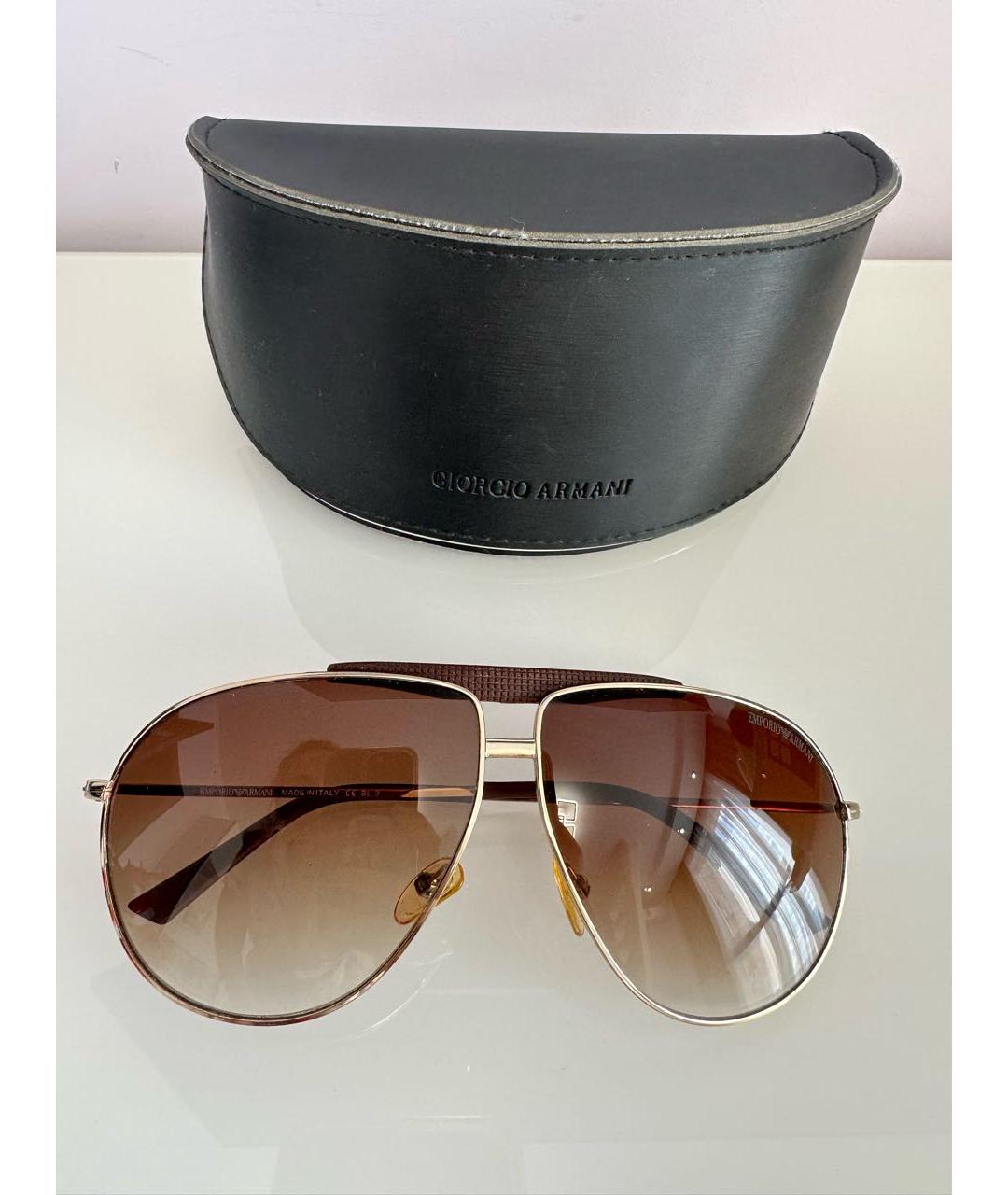 EMPORIO ARMANI Коричневые металлические солнцезащитные очки, фото 5