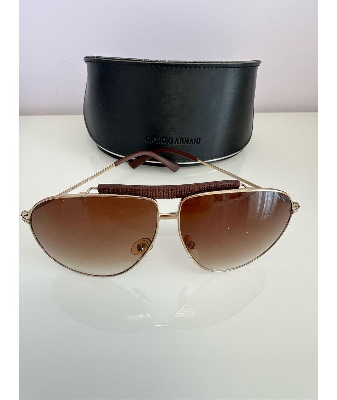 EMPORIO ARMANI Коричневые металлические солнцезащитные очки, фото 6