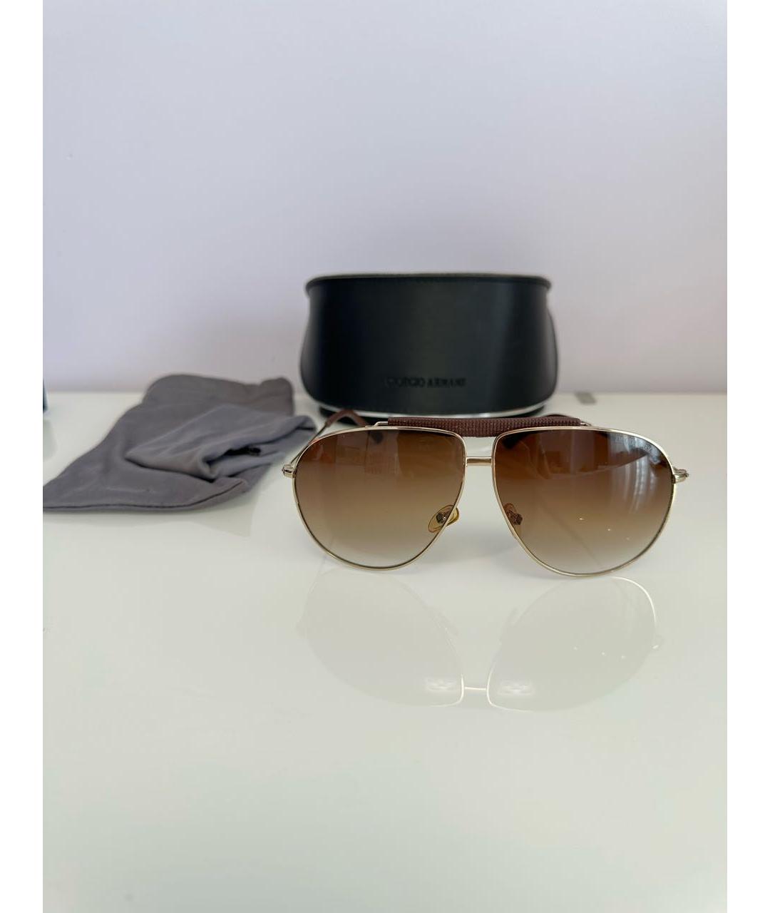EMPORIO ARMANI Коричневые металлические солнцезащитные очки, фото 4