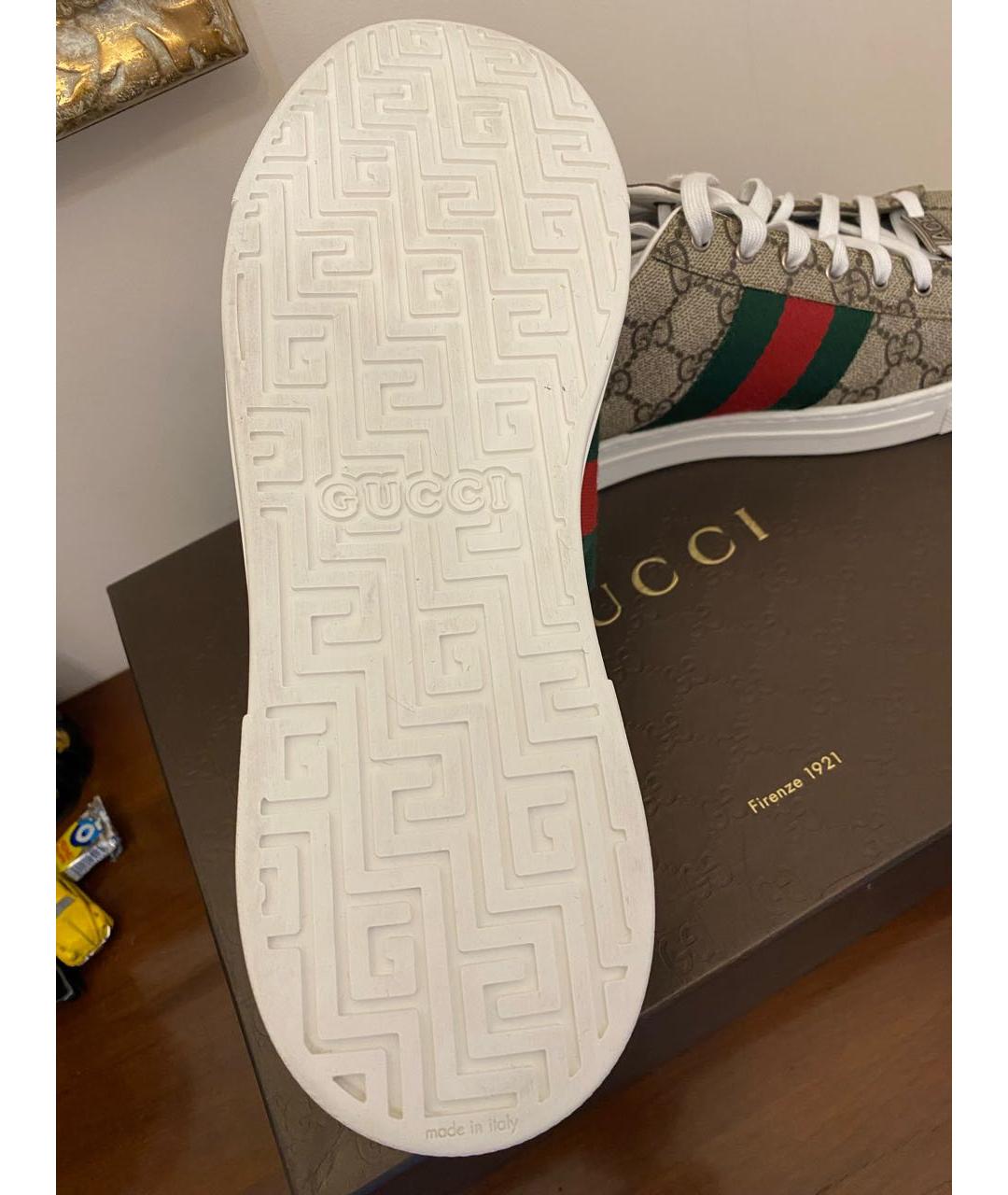 GUCCI Бежевые низкие кроссовки / кеды, фото 5