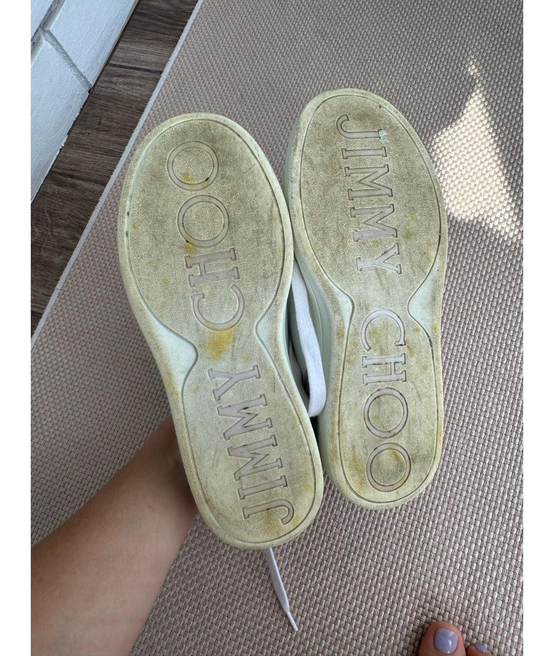 JIMMY CHOO Белые кожаные кеды, фото 6