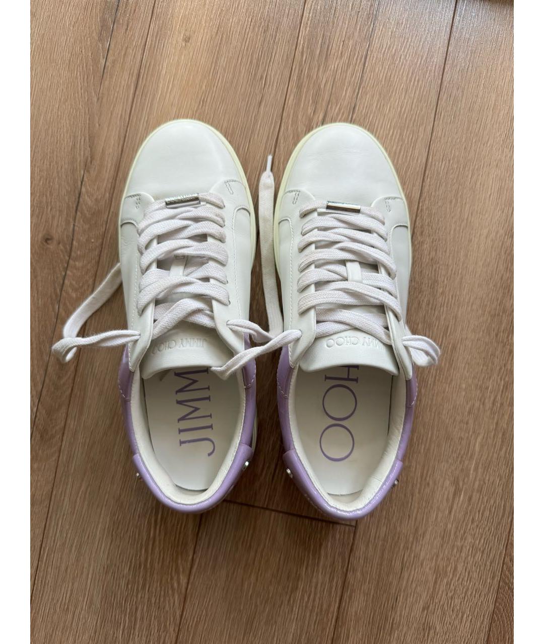 JIMMY CHOO Белые кожаные кеды, фото 3