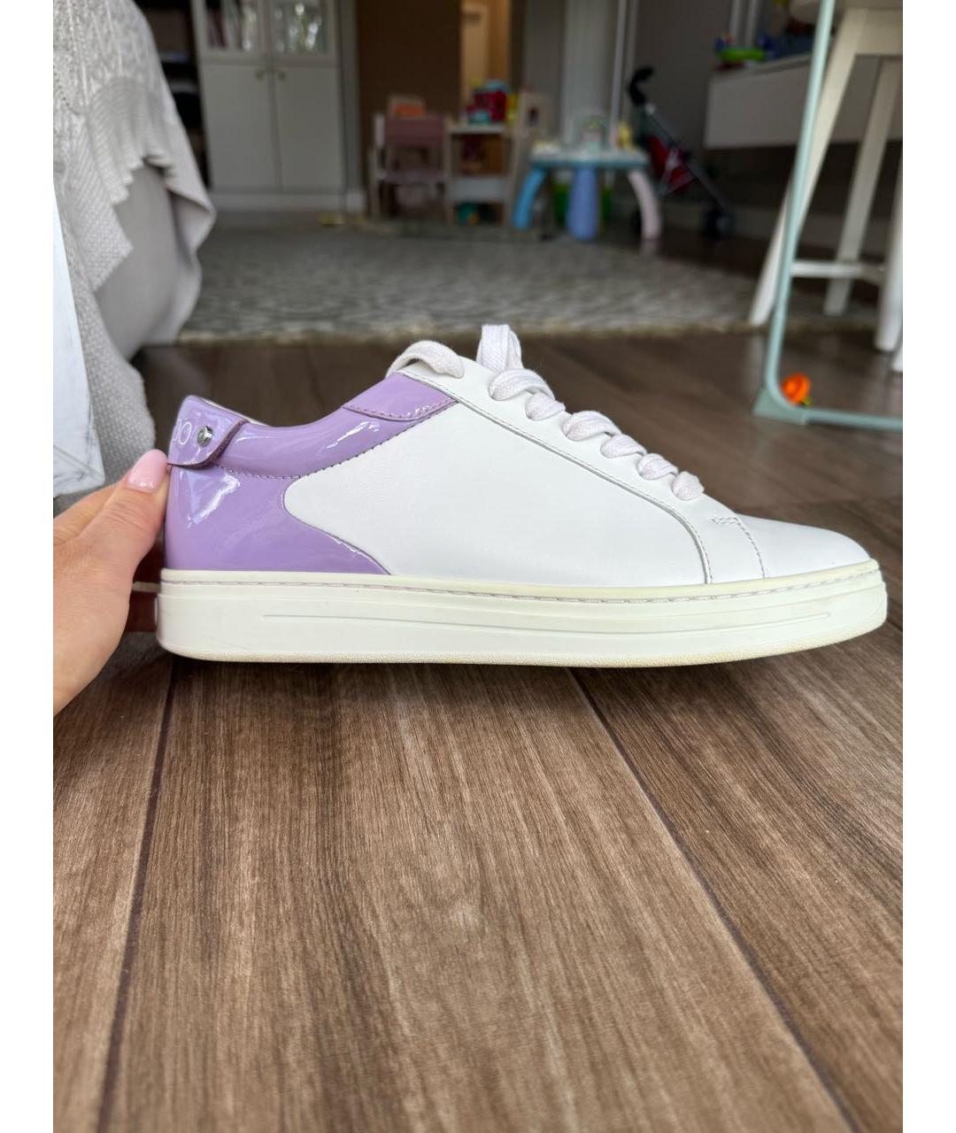 JIMMY CHOO Белые кожаные кеды, фото 9