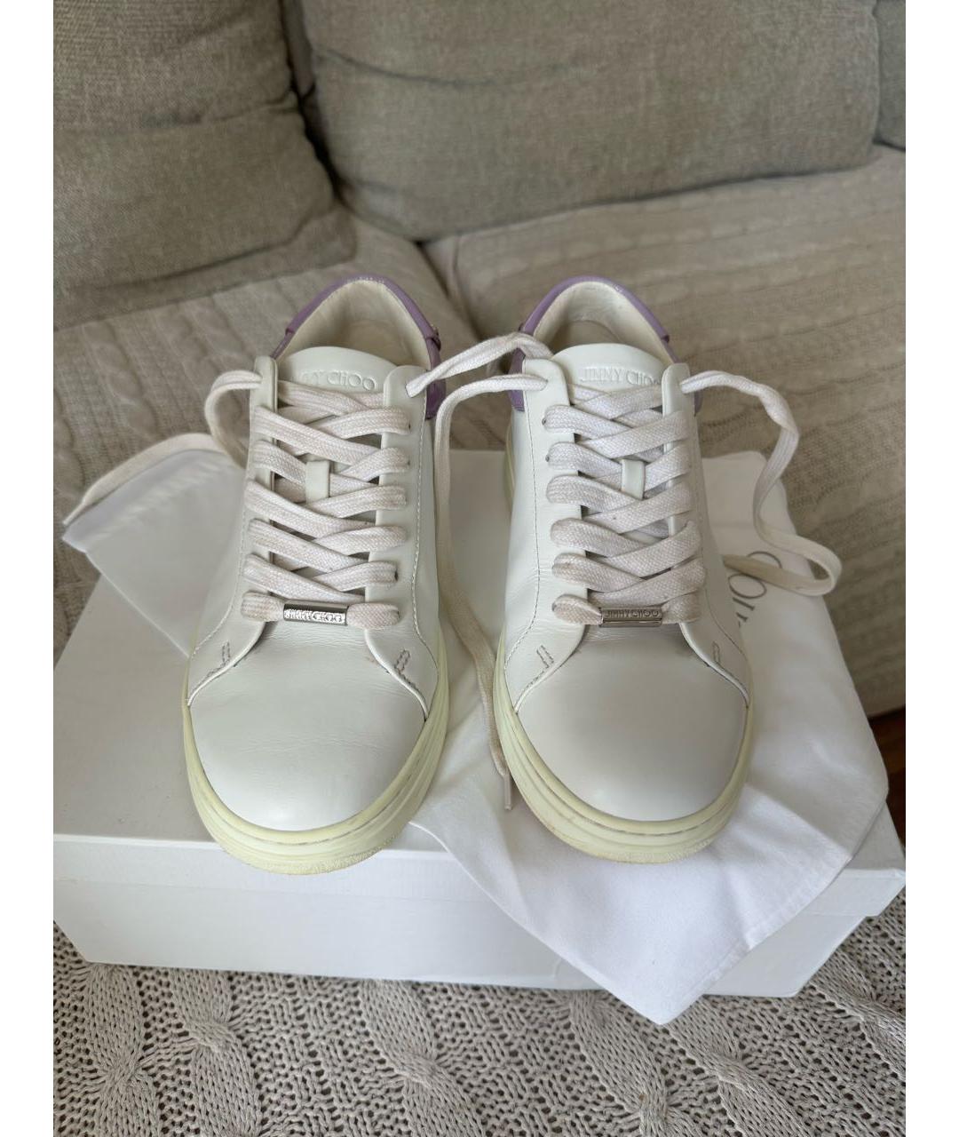JIMMY CHOO Белые кожаные кеды, фото 2