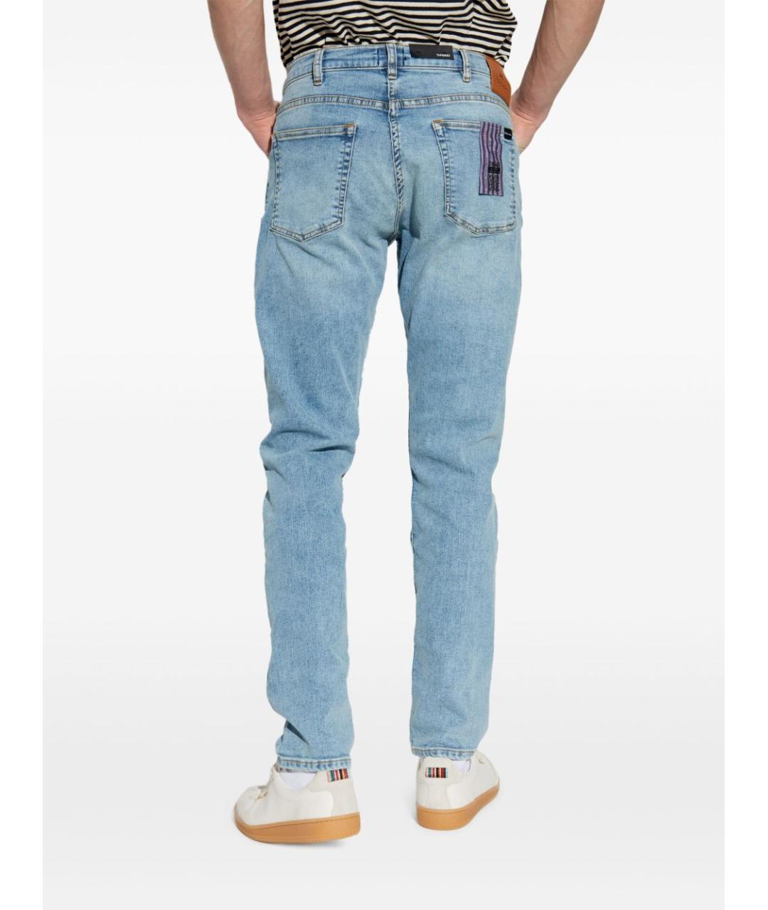 PS BY PAUL SMITH Голубые хлопко-полиэстеровые прямые джинсы, фото 5