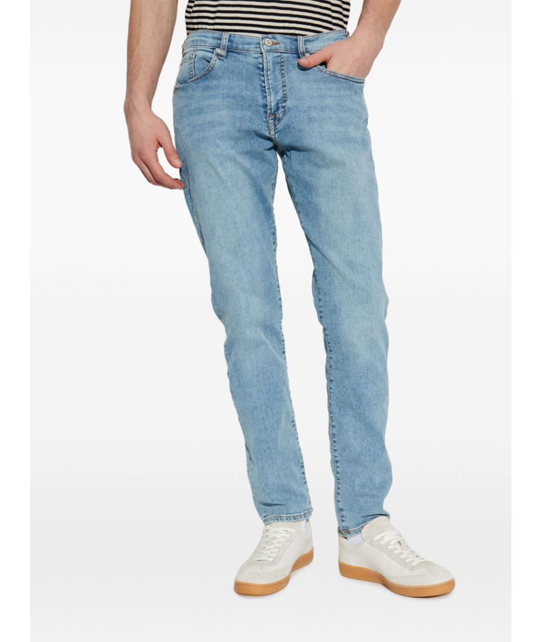 PS BY PAUL SMITH Голубые хлопко-полиэстеровые прямые джинсы, фото 2