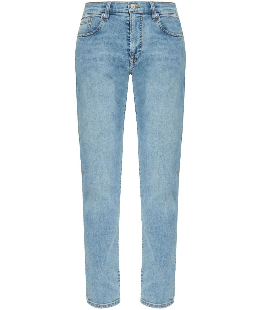 PS BY PAUL SMITH Голубые хлопко-полиэстеровые прямые джинсы, фото 1